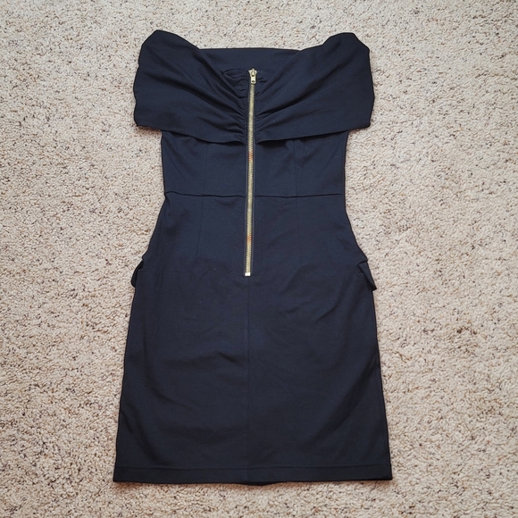 Balmain Black Stretch Off Shoulder Mini Dress size 36 - Picture 4 of 11